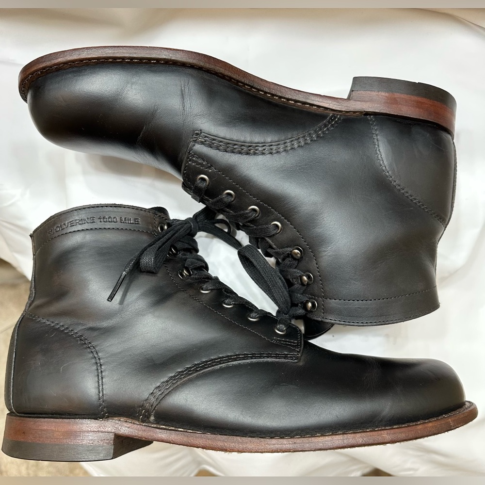 Wolverine 1000 mile Black Leather Lace-Up Work Boots